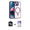 MARSİLYAN™- iPhone 14 Kılıf Yadigar Asil Koleksiyonu - Siyah Bilvis 5in1 3D Magic Cam Ekran Koruyucu + PVD Metal Kamera Lens - MI