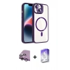 MARSİLYAN™- iPhone 14 Kılıf Yadigar Asil Koleksiyonu - Siyah Bilvis 5in1 3D Magic Cam Ekran Koruyucu + Raze Metal Kamera Lens - MR