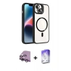 MARSİLYAN™- iPhone 14 Kılıf Yadigar Asil Koleksiyonu - Siyah Bilvis 5in1 3D Magic Cam Ekran Koruyucu + Raze Metal Kamera Lens - MR