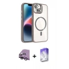 MARSİLYAN™- iPhone 14 Kılıf Yadigar Asil Koleksiyonu - Siyah Bilvis 5in1 3D Magic Cam Ekran Koruyucu + Raze Metal Kamera Lens - GS