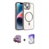MARSİLYAN™- iPhone 14 Kılıf Yadigar Asil Koleksiyonu - Siyah Bilvis 5in1 3D Magic Cam Ekran Koruyucu + Raze Metal Kamera Lens - KI