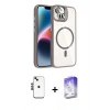 MARSİLYAN™- iPhone 14 Kılıf Yadigar Asil Koleksiyonu - Siyah Bilvis 5in1 3D Magic Cam Ekran Koruyucu + Shine Kamera Lens - SH