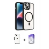 MARSİLYAN™- iPhone 14 Kılıf Yadigar Asil Koleksiyonu - Siyah Bilvis 5in1 3D Magic Cam Ekran Koruyucu + Shine Kamera Lens - SH