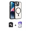 MARSİLYAN™- iPhone 14 Kılıf Yadigar Asil Koleksiyonu - Siyah Bilvis 5in1 3D Magic Cam Ekran Koruyucu + PVD Metal Kamera Lens - TU