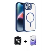 MARSİLYAN™- iPhone 14 Kılıf Yadigar Asil Koleksiyonu - Siyah Bilvis 5in1 5D Magic Hayalet Cam Ekran Koruyucu + PVD Metal Kamera Lens - YL