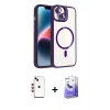MARSİLYAN™- iPhone 14 Kılıf Yadigar Asil Koleksiyonu - Siyah Bilvis 5in1 5D Magic Hayalet Cam Ekran Koruyucu + Shine Kamera Lens - KI