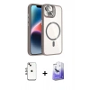 MARSİLYAN™- iPhone 14 Kılıf Yadigar Asil Koleksiyonu - Siyah Bilvis 5in1 5D Magic Hayalet Cam Ekran Koruyucu + Shine Kamera Lens - GI