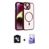 MARSİLYAN™- iPhone 14 Kılıf Yadigar Asil Koleksiyonu - Siyah Bilvis 5in1 5D Magic Hayalet Cam Ekran Koruyucu + PVD Metal Kamera Lens - GS