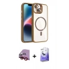 MARSİLYAN™- iPhone 14 Kılıf Yadigar Asil Koleksiyonu - Siyah Bilvis 5in1 5D Magic Hayalet Cam Ekran Koruyucu + Raze Metal Kamera Lens - KI
