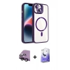 MARSİLYAN™- iPhone 14 Kılıf Yadigar Asil Koleksiyonu - Siyah Bilvis 5in1 5D Magic Hayalet Cam Ekran Koruyucu + Raze Metal Kamera Lens - SH