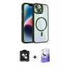 MARSİLYAN™- iPhone 14 Kılıf Yadigar Asil Koleksiyonu - Siyah Bilvis 5in1 5D Magic Hayalet Cam Ekran Koruyucu + PVD Metal Kamera Lens - YL