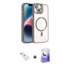 MARSİLYAN™- iPhone 14 Kılıf Yadigar Asil Koleksiyonu - Siyah Bilvis 5in1 5D Magic Hayalet Cam Ekran Koruyucu + Diamond Kamera Lens - YL