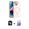 MARSİLYAN™- iPhone 14 Kılıf Yadigar Asil Koleksiyonu - Siyah Bilvis 5in1 5D Magic Hayalet Cam Ekran Koruyucu + PVD Metal Kamera Lens - GS