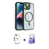 MARSİLYAN™- iPhone 14 Kılıf Yadigar Asil Koleksiyonu - Siyah Bilvis 5in1 5D Magic Hayalet Cam Ekran Koruyucu + Shine Kamera Lens - GD
