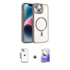 MARSİLYAN™- iPhone 14 Kılıf Yadigar Asil Koleksiyonu - Siyah Bilvis 5in1 5D Magic Hayalet Cam Ekran Koruyucu + Shine Kamera Lens - MI