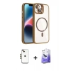 MARSİLYAN™- iPhone 14 Kılıf Yadigar Asil Koleksiyonu - Siyah Bilvis 5in1 5D Magic Hayalet Cam Ekran Koruyucu + Shine Kamera Lens - GD