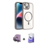 MARSİLYAN™- iPhone 14 Kılıf Yadigar Asil Koleksiyonu - Siyah Bilvis 5in1 5D Magic Hayalet Cam Ekran Koruyucu + Raze Metal Kamera Lens - SH