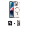 MARSİLYAN™- iPhone 14 Kılıf Yadigar Asil Koleksiyonu - Siyah Bilvis Hayalet Cam Ekran Koruyucu + PVD Metal Kamera Lens - GS