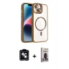 MARSİLYAN™- iPhone 14 Kılıf Yadigar Asil Koleksiyonu - Siyah Bilvis Hayalet Cam Ekran Koruyucu + PVD Metal Kamera Lens - GS