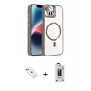 MARSİLYAN™- iPhone 14 Kılıf Yadigar Asil Koleksiyonu - Siyah Bilvis Hayalet Cam Ekran Koruyucu + Diamond Kamera Lens - KI