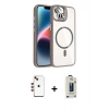 MARSİLYAN™- iPhone 14 Kılıf Yadigar Asil Koleksiyonu - Siyah Bilvis Hayalet Cam Ekran Koruyucu + Shine Kamera Lens - KI