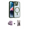 MARSİLYAN™- iPhone 14 Kılıf Yadigar Asil Koleksiyonu - Siyah Bilvis Hayalet Cam Ekran Koruyucu + Raze Metal Kamera Lens - MR