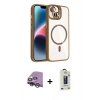 MARSİLYAN™- iPhone 14 Kılıf Yadigar Asil Koleksiyonu - Siyah Bilvis Hayalet Cam Ekran Koruyucu + Raze Metal Kamera Lens - GS