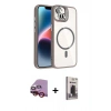 MARSİLYAN™- iPhone 14 Kılıf Yadigar Asil Koleksiyonu - Siyah Bilvis Hayalet Cam Ekran Koruyucu + Raze Metal Kamera Lens - KI