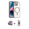 MARSİLYAN™- iPhone 14 Kılıf Yadigar Asil Koleksiyonu - Siyah Bilvis Hayalet Cam Ekran Koruyucu + Raze Metal Kamera Lens - GS