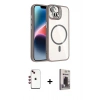 MARSİLYAN™- iPhone 14 Kılıf Yadigar Asil Koleksiyonu - Siyah Bilvis Hayalet Cam Ekran Koruyucu + Shine Kamera Lens - KI