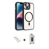 MARSİLYAN™- iPhone 14 Kılıf Yadigar Asil Koleksiyonu - Siyah Bilvis Hayalet Cam Ekran Koruyucu + Diamond Kamera Lens - SABE