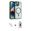 MARSİLYAN™- iPhone 14 Kılıf Yadigar Asil Koleksiyonu - Siyah Bilvis Hayalet Cam Ekran Koruyucu + Diamond Kamera Lens - SABE