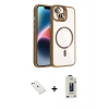 MARSİLYAN™- iPhone 14 Kılıf Yadigar Asil Koleksiyonu - Siyah Bilvis Hayalet Cam Ekran Koruyucu + Diamond Kamera Lens - SABE