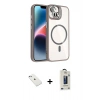 MARSİLYAN™- iPhone 14 Kılıf Yadigar Asil Koleksiyonu - Siyah Bilvis Hayalet Cam Ekran Koruyucu + Diamond Kamera Lens - SABE