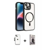 MARSİLYAN™- iPhone 14 Kılıf Yadigar Asil Koleksiyonu - Siyah Bilvis Hayalet Cam Ekran Koruyucu + Shine Kamera Lens - SH
