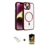 MARSİLYAN™- iPhone 14 Kılıf Yadigar Asil Koleksiyonu - Siyah Buffer Cam Ekran Koruyucu + Diamond Kamera Lens - YL