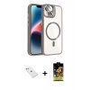 MARSİLYAN™- iPhone 14 Kılıf Yadigar Asil Koleksiyonu - Siyah Buffer Cam Ekran Koruyucu + Diamond Kamera Lens - SABE