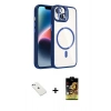 MARSİLYAN™- iPhone 14 Kılıf Yadigar Asil Koleksiyonu - Siyah Buffer Cam Ekran Koruyucu + Diamond Kamera Lens - SABE