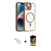 MARSİLYAN™- iPhone 14 Kılıf Yadigar Asil Koleksiyonu - Siyah Buffer Cam Ekran Koruyucu + Diamond Kamera Lens - YL