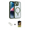 MARSİLYAN™- iPhone 14 Kılıf Yadigar Asil Koleksiyonu - Siyah Buffer Cam Ekran Koruyucu + Diamond Kamera Lens - YL