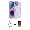 MARSİLYAN™- iPhone 14 Kılıf Yadigar Asil Koleksiyonu - Siyah Buffer Cam Ekran Koruyucu + Gold Shine Kamera Lens