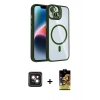 MARSİLYAN™- iPhone 14 Kılıf Yadigar Asil Koleksiyonu - Siyah Buffer Cam Ekran Koruyucu + PVD Metal Kamera Lens - PE