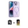 MARSİLYAN™- iPhone 14 Kılıf Yadigar Asil Koleksiyonu - Siyah Buffer Cam Ekran Koruyucu + PVD Metal Kamera Lens - SH