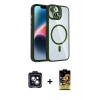 MARSİLYAN™- iPhone 14 Kılıf Yadigar Asil Koleksiyonu - Siyah Buffer Cam Ekran Koruyucu + PVD Metal Kamera Lens - SH