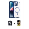MARSİLYAN™- iPhone 14 Kılıf Yadigar Asil Koleksiyonu - Siyah Buffer Cam Ekran Koruyucu + PVD Metal Kamera Lens - SH