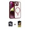 MARSİLYAN™- iPhone 14 Kılıf Yadigar Asil Koleksiyonu - Siyah Buffer Cam Ekran Koruyucu + PVD Metal Kamera Lens - SH