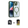 MARSİLYAN™- iPhone 14 Kılıf Yadigar Asil Koleksiyonu - Siyah Buffer Cam Ekran Koruyucu + PVD Metal Kamera Lens - YL