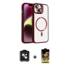 MARSİLYAN™- iPhone 14 Kılıf Yadigar Asil Koleksiyonu - Siyah Buffer Cam Ekran Koruyucu + PVD Metal Kamera Lens - YL