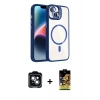 MARSİLYAN™- iPhone 14 Kılıf Yadigar Asil Koleksiyonu - Siyah Buffer Cam Ekran Koruyucu + PVD Metal Kamera Lens - YL