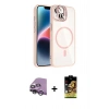 MARSİLYAN™- iPhone 14 Kılıf Yadigar Asil Koleksiyonu - Siyah Buffer Cam Ekran Koruyucu + Raze Metal Kamera Lens - GS